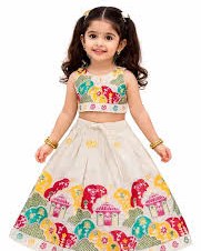 Multicolour printed gown for girls